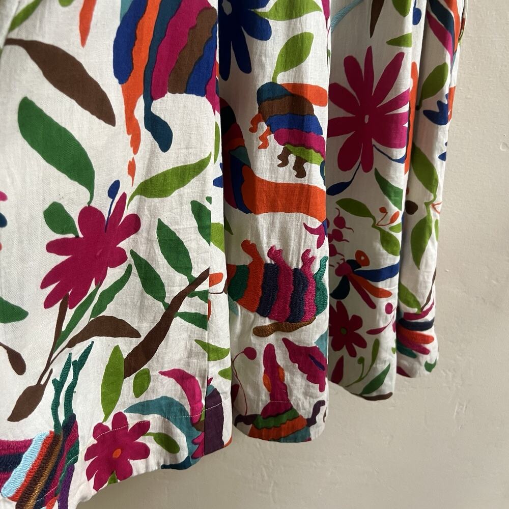 Vanessa Virginia Anthropologie Folk Art Dress Embroidered Floral Animals Size 0 - Picture 11 of 16